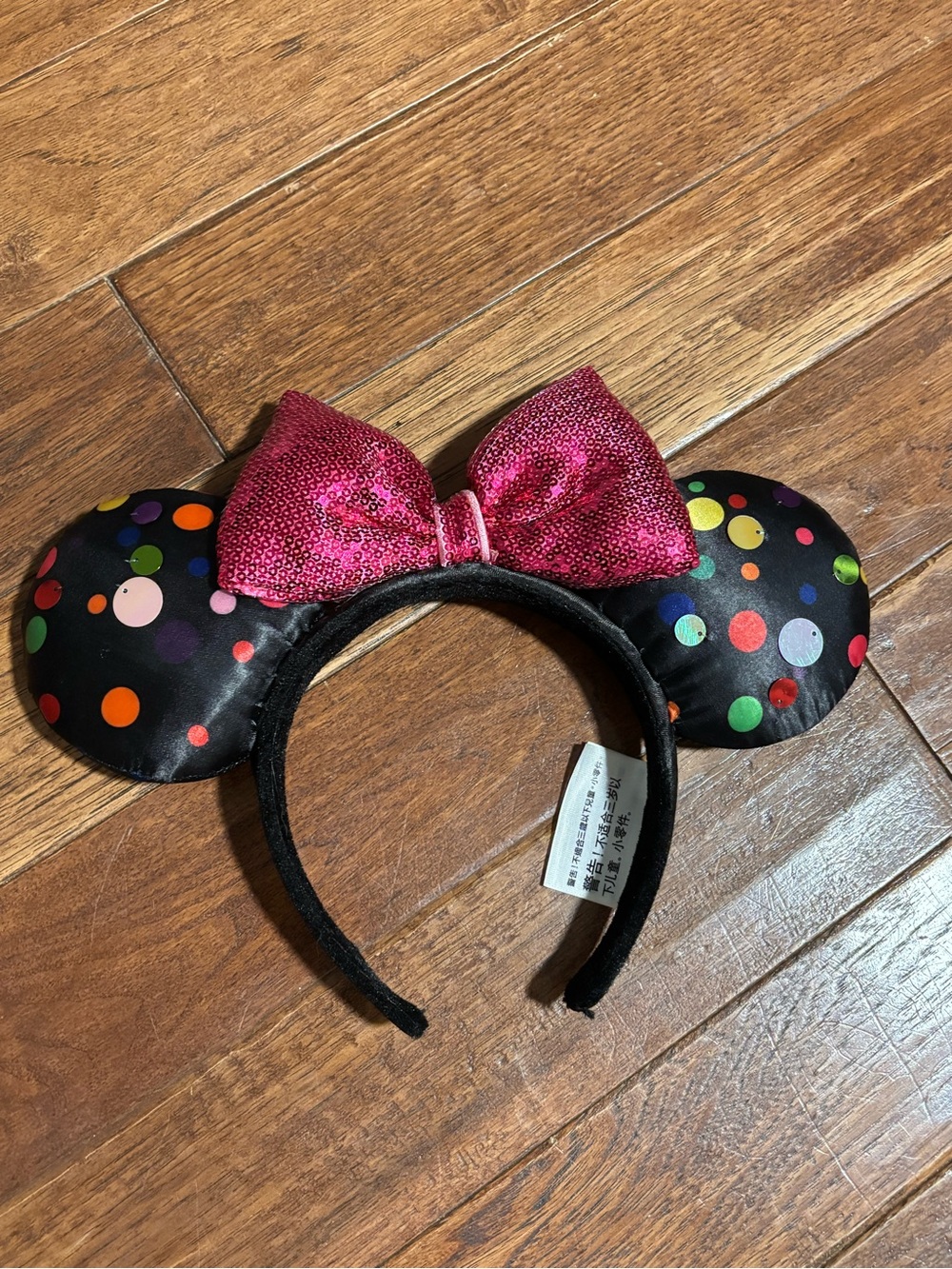 Disney Parks Minnie Ears Dots Colorful Black Pink Bow